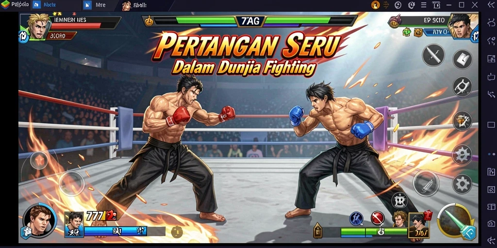 Tampilan gameplay yang mendebarkan dari 77AG di arena Fighting.