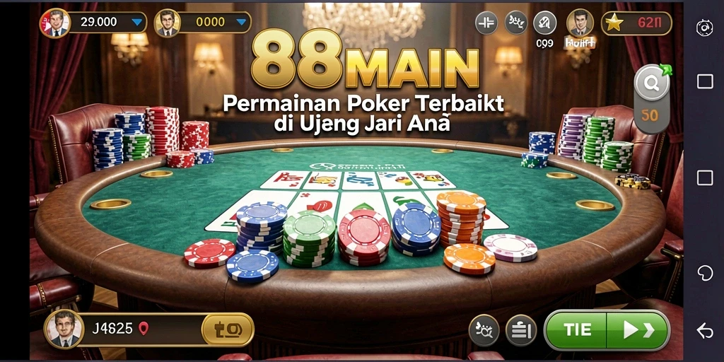 Tampilan gameplay Poker yang seru dan mengasyikkan di 88MAIN.