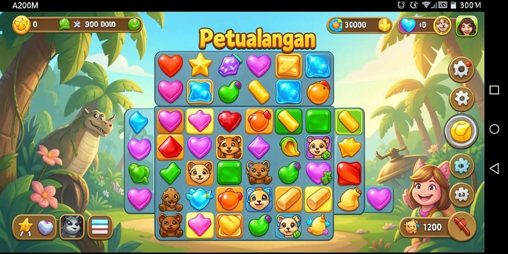 Tampilan gameplay A200M yang menarik dan penuh warna.