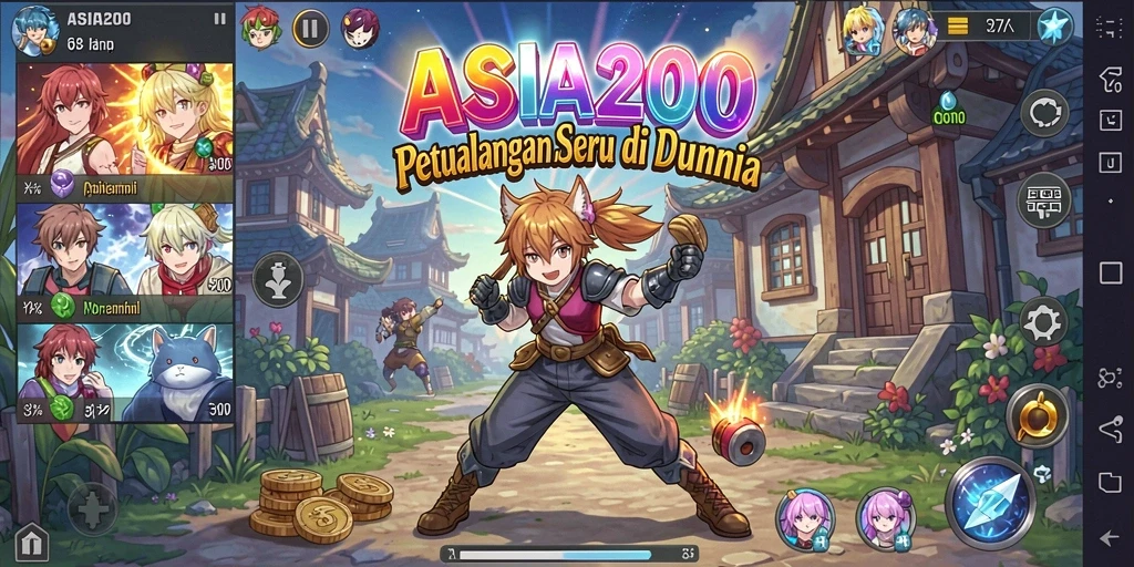 Gambar utama ASIA200 menampilkan pertarungan epik karakter anime.