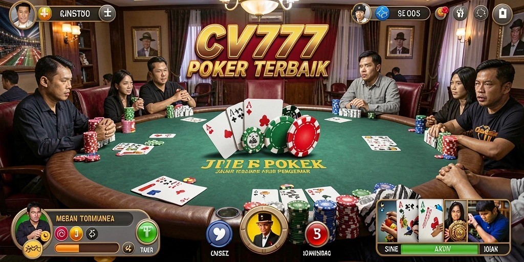 Screenshot gameplay CV777 yang menunjukkan aksi seru permainan Poker.