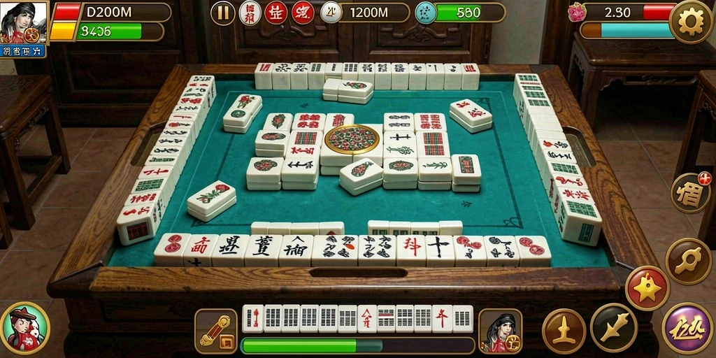 Tampilan gameplay Mahjong yang menarik di D200M.