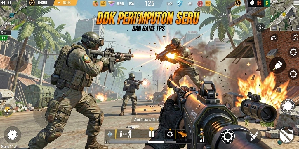 Screenshot DKK memperlihatkan aksi seru dalam pertempuran TPS.