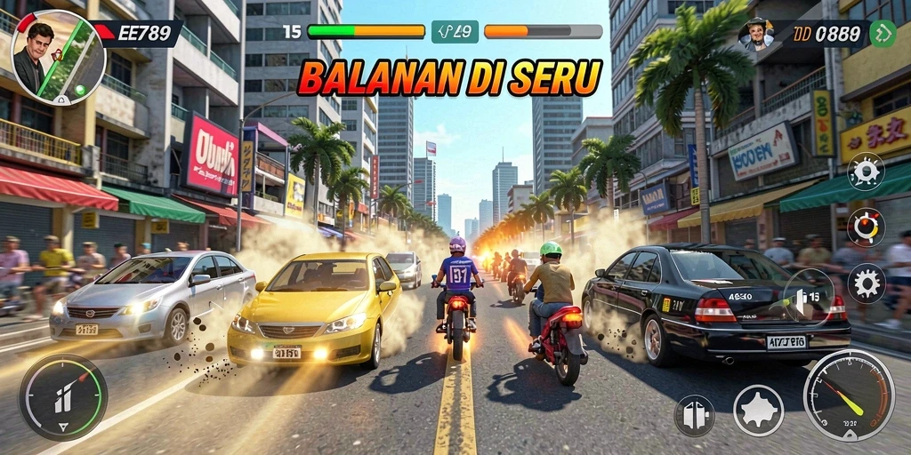 Tampilan gameplay seru di trek balapan EE789.