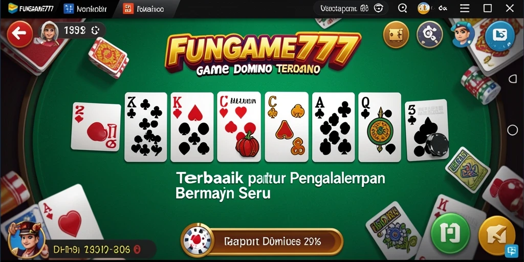 Tampilan gameplay seru dalam FUNGAME777 menunjukkan strategi Domino yang menarik.
