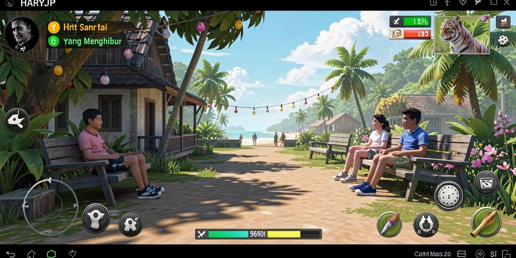 Tampilan gameplay HARAPJP yang penuh warna dan menyenangkan.