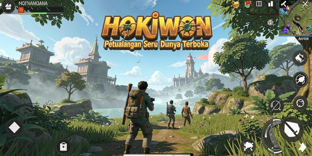 Tampilan gameplay HOKIWON dengan petualangan seru dan grafis menawan.