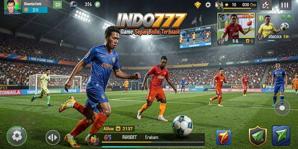 Tampilan gameplay menarik dari INDO777 yang memperlihatkan aksi sepak bola.