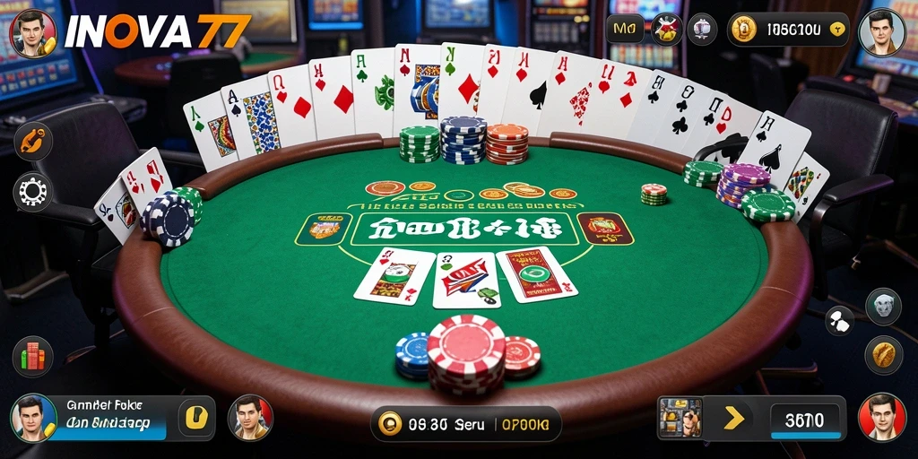 Screenshot gameplay INOVA77 menampilkan aksi seru permainan Poker.