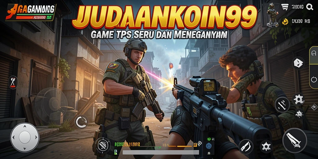 Screenshot utama JURAGANKOIN99 dengan tampilan gameplay TPS yang mendebarkan.