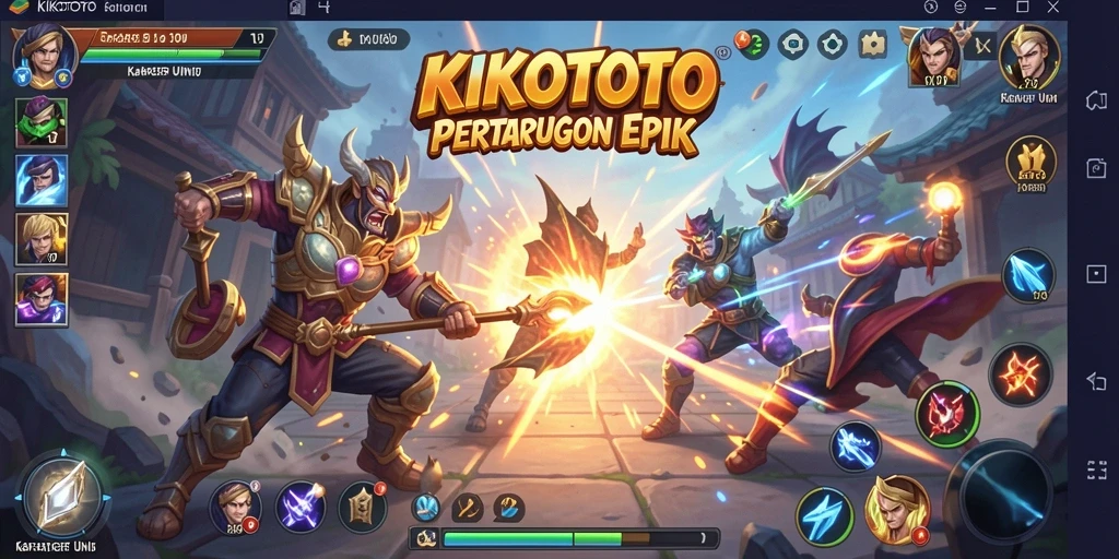 Gameplay seru dan intens dalam KIKOTOTO saat karakter bertarung.