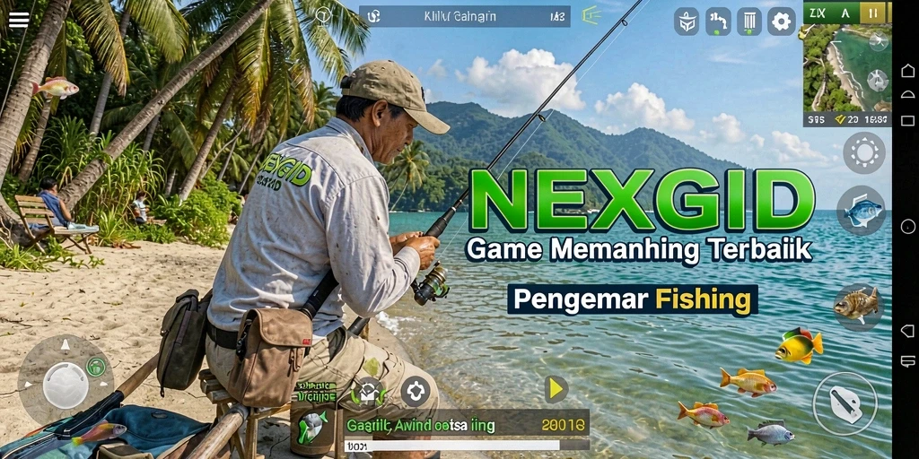 Screenshot gameplay NEXGID menampilkan aksi memancing yang mendebarkan.