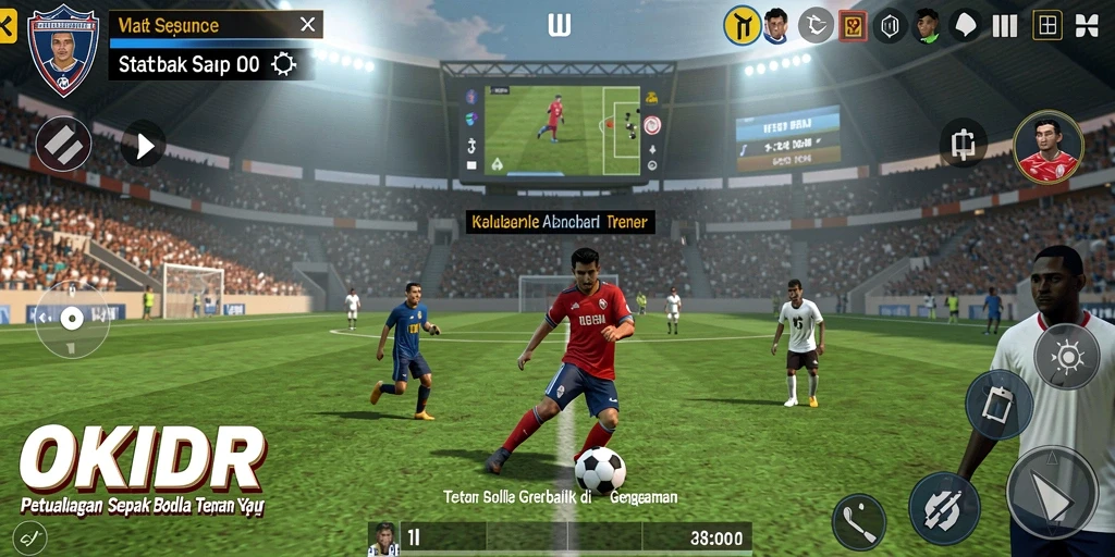 Tampilan gameplay OKIDR yang menarik dan penuh aksi sepak bola.