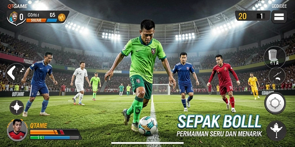 Tampilan gameplay sepak bola yang memukau di QTGAME.