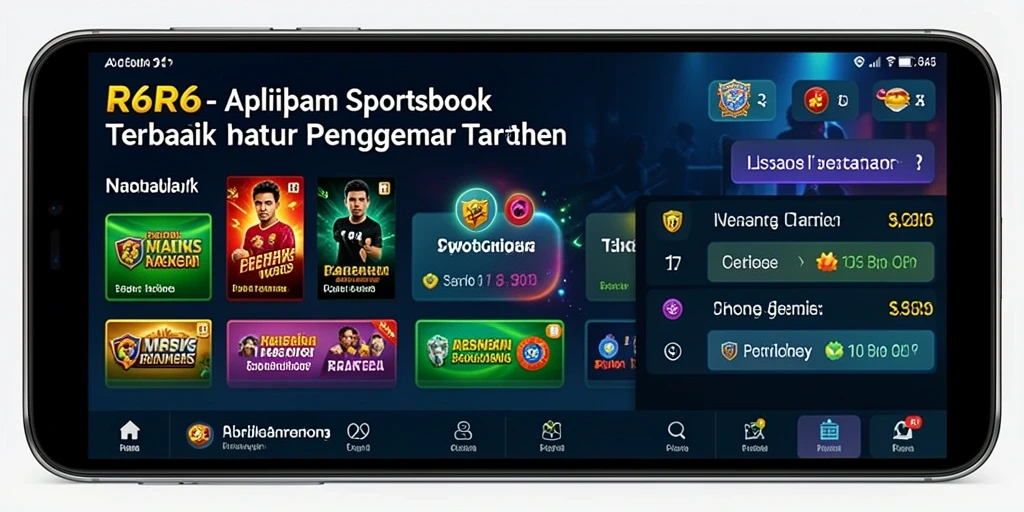 Screenshot utama R6R6 menampilkan antarmuka pengguna game Sportsbook yang menarik.