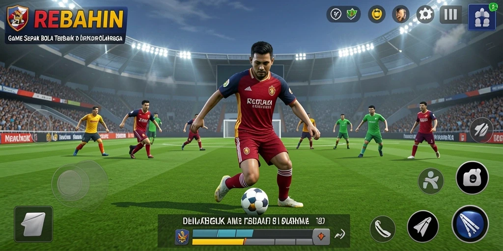 Tampilan gameplay menarik dari REBAHIN saat bermain sepak bola.