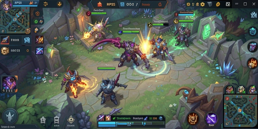 Tampilan gameplay seru dalam pertandingan MOBA RP55.