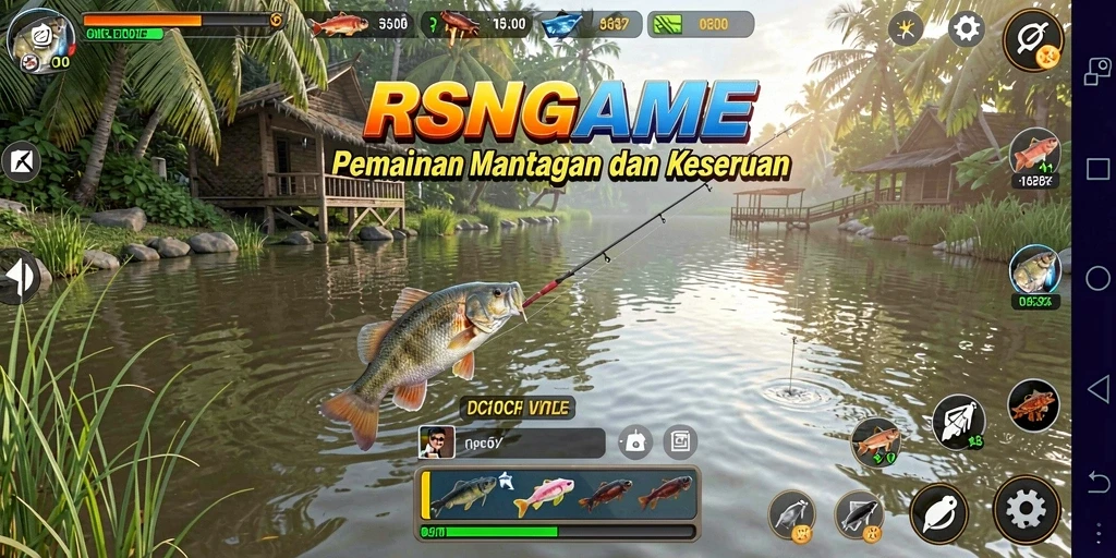 Tangkapan ikan besar di RSNGAME dengan latar belakang indah.