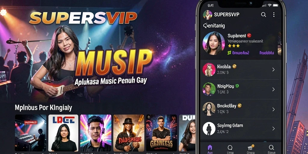 Tampilan screenshot dari gameplay musik SUPERSVIP menunjukkan antarmuka yang menarik.