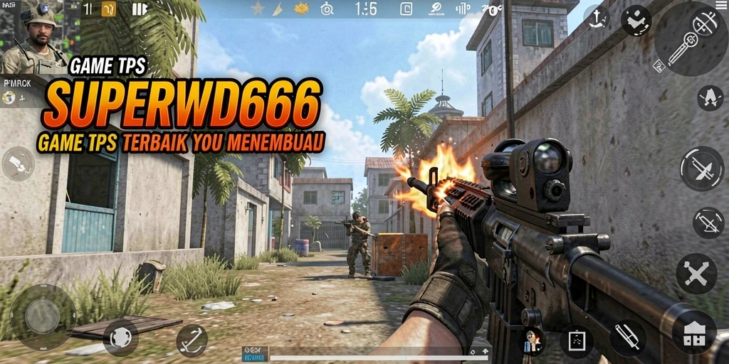 Tangkapan layar dari gameplay SUPERWD666 yang menampilkan aksi menembak intens.